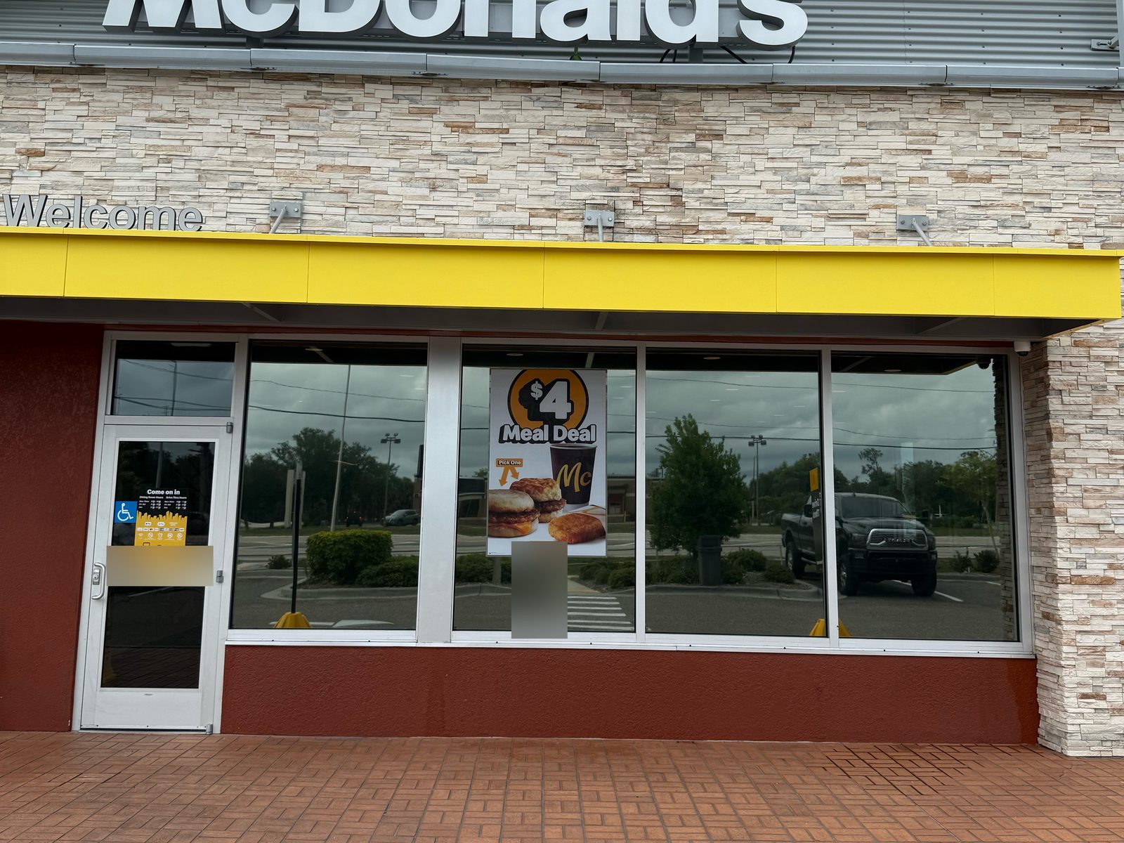 Restaurant storefront with reflective film
