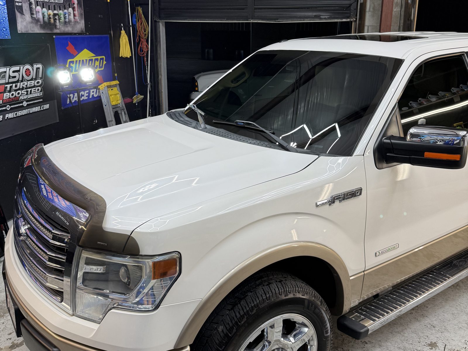A Ford F-150 pickup in our Venice shop bay