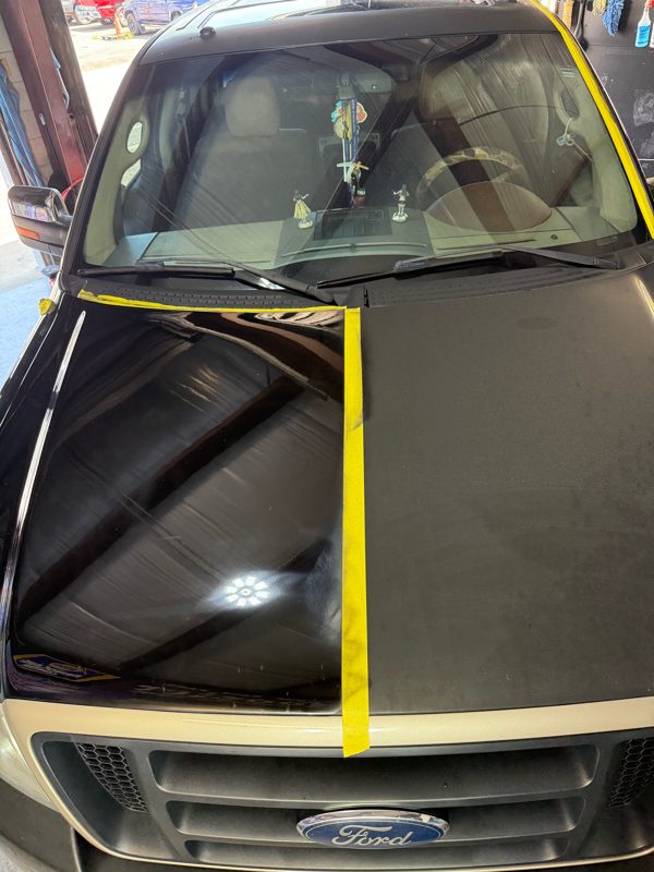F-150 hood half corrected, half oxidized