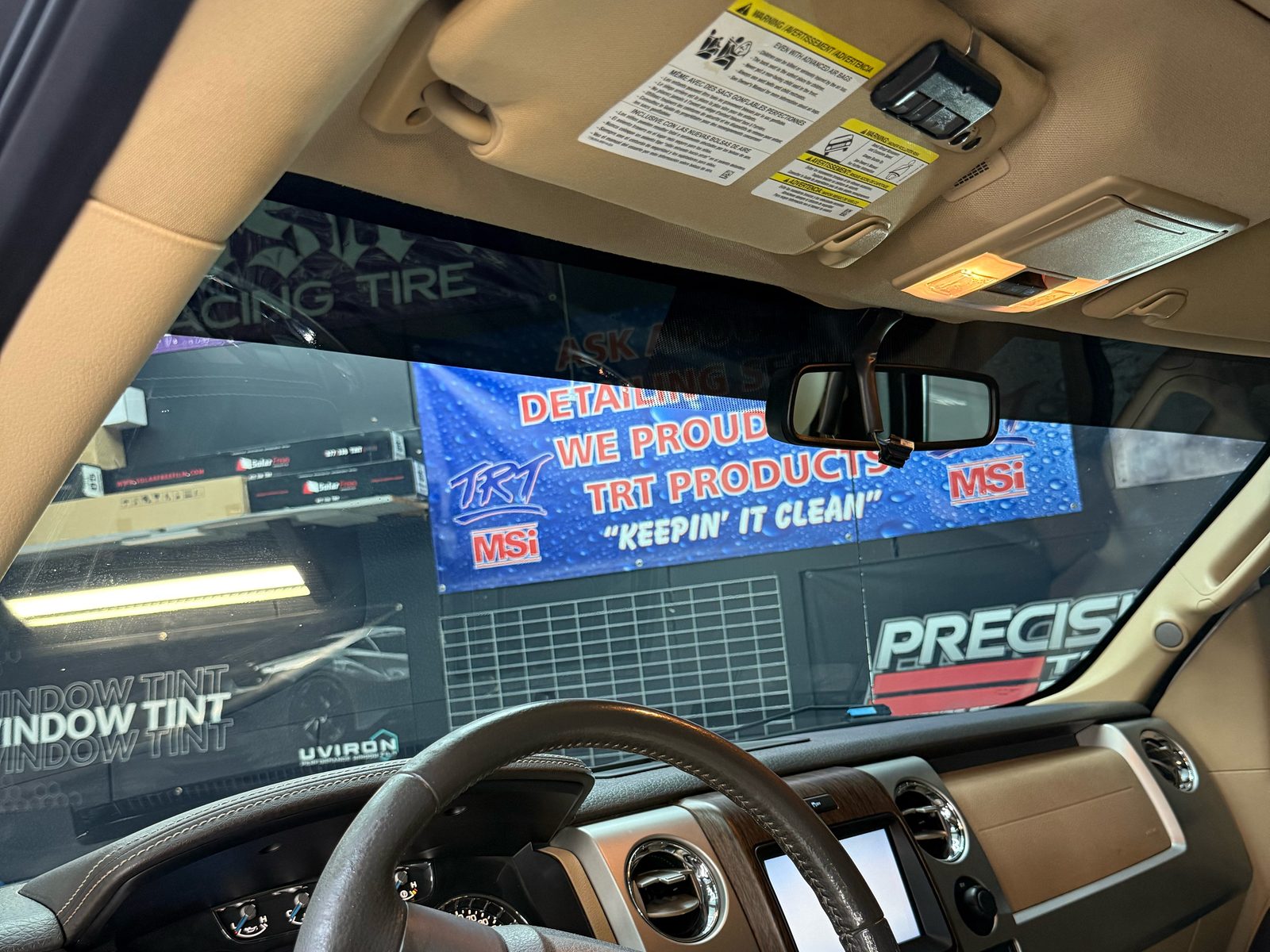 F-150 windshield seen from the driver seat