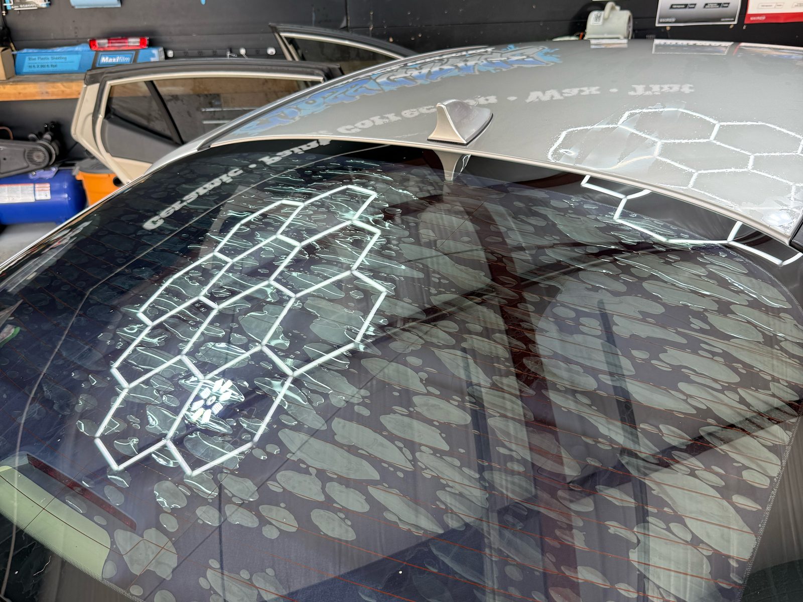 Tinted sedan rear window